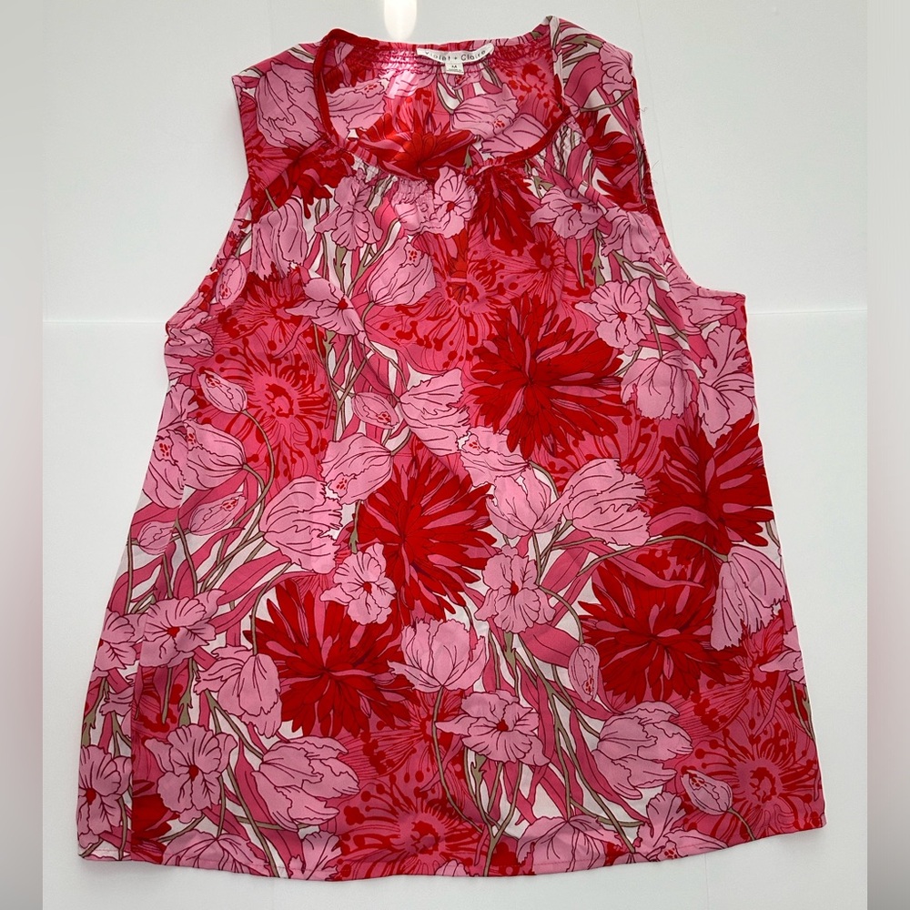 Violet & Claire - Pink Floral Women’s Sleeveless Top